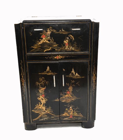 fig 1. Chinese Chinoiserie Drinks Cabinet Lacquer Cocktail Chest 1920