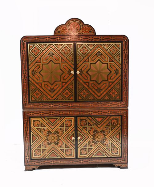 Boulle Cabinet Inlay Chest Islamic Closet 1930