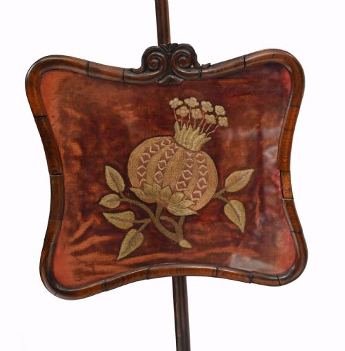 PAIR REGENCY POLE SCREENS FIRE NEEDLEPOINT TAPESTRY 1830 - ADDITIONAL PHOTO 1