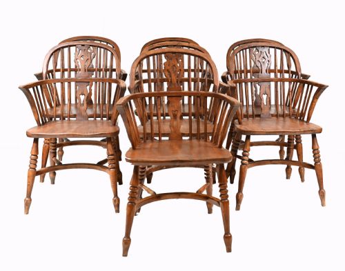 Set Windsor Dining Chairs Farmhouse Kitchen 8