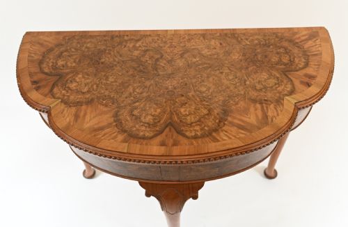 QUEEN ANNE CARD TABLE GAMES BURR WALNUT - ADDITIONAL PHOTO 2