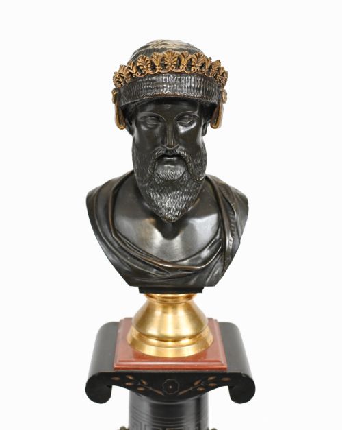 fig 2. Pair Grand Tour Busts on Stands Bronze Jupiter Juno 1820