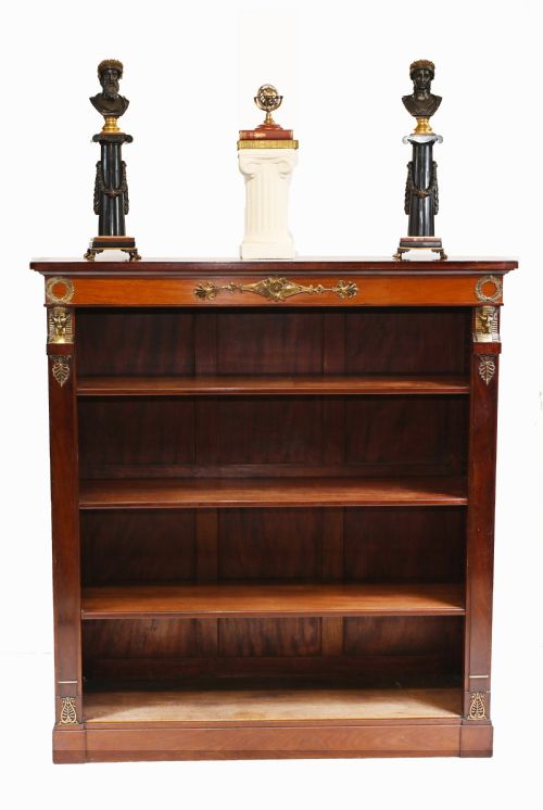 fig 1. French Empire Bookcase Open Antique Mahogany 1890
