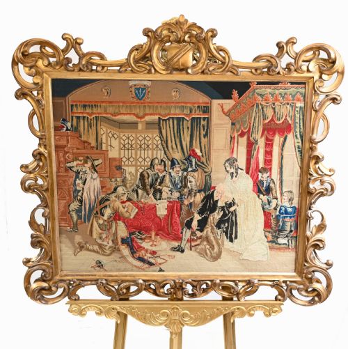 fig 1. Victorian Needlepoint Tapestry Gilt Frame Cromwell 1840