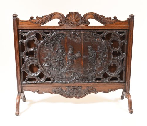 Flemish Carved Fire Screen Divider Walnut 1880
