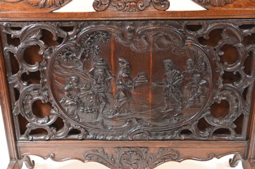 fig 1. Flemish Carved Fire Screen Divider Walnut 1880