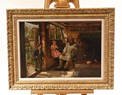 Victorian Oil Painting English Portrait Interior by a Barclay