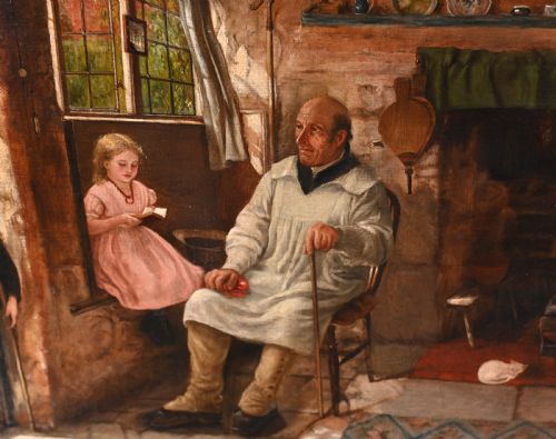 fig 1. Victorian Oil Painting English Portrait Interior By A Barclay