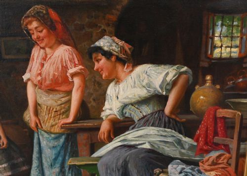 fig 2. Italian Oil Painting The Shoe Seller by A Gabbi