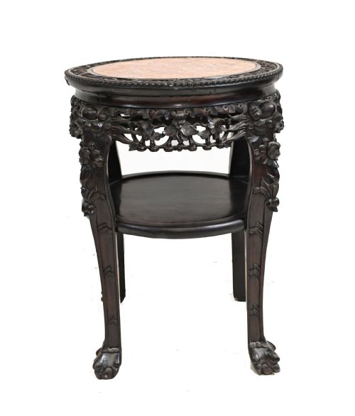 ANTIQUE CHINESE SIDE TABLE CARVED HARDWOOD 1860 - ADDITIONAL PHOTO 1