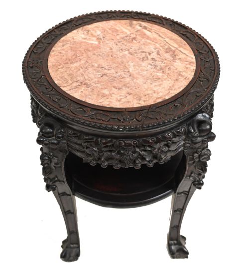 ANTIQUE CHINESE SIDE TABLE CARVED HARDWOOD 1860 - ADDITIONAL PHOTO 2