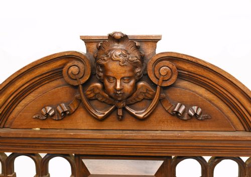 fig 1. French Cheval Mirror Dressing Carved Walnut Cherub 1860