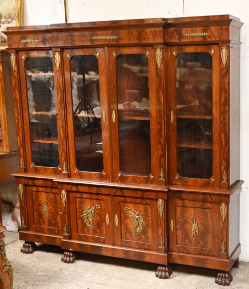 French E345mpire Breakfront Bookcase Flame Mahogany 1880