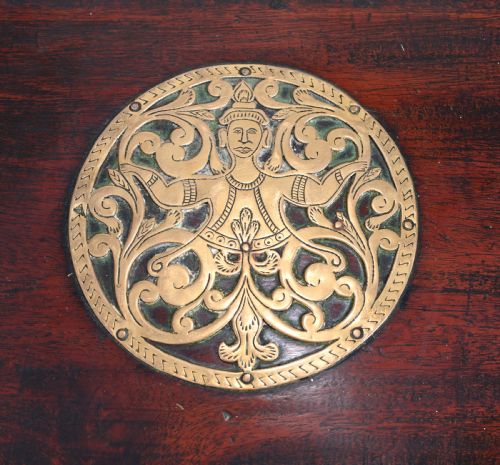 INDIAN DOWRY CHEST CABINET HINDHU ANTIQUES BRASS - ADDITIONAL PHOTO 3