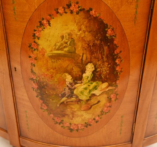 FRENCH SATINWOOD COMMODE CABINET PAINTED KAUFMAN - ADDITIONAL PHOTO 3