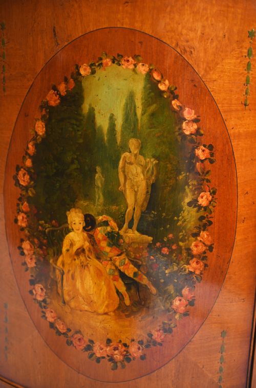 FRENCH SATINWOOD COMMODE CABINET PAINTED KAUFMAN - ADDITIONAL PHOTO 6