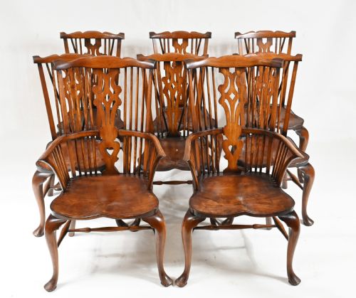 SET 8 WINDSOR CHAIRS YEW FARMHOUSE DINING FURNITURE - ADDITIONAL PHOTO 1