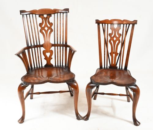 SET 8 WINDSOR CHAIRS YEW FARMHOUSE DINING FURNITURE - ADDITIONAL PHOTO 2