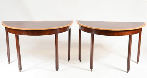 Pair Regency Console Tables Demi Lune 1810 Mahogany