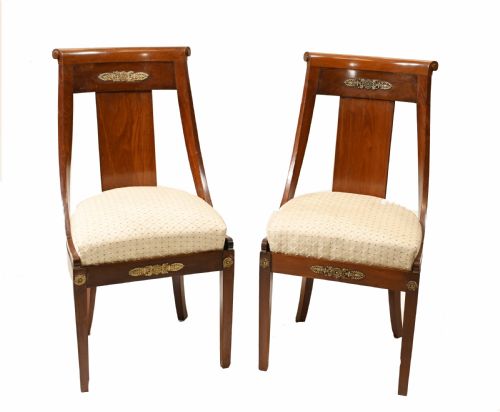 Pair Empire Chairs French Accent Seats 1840