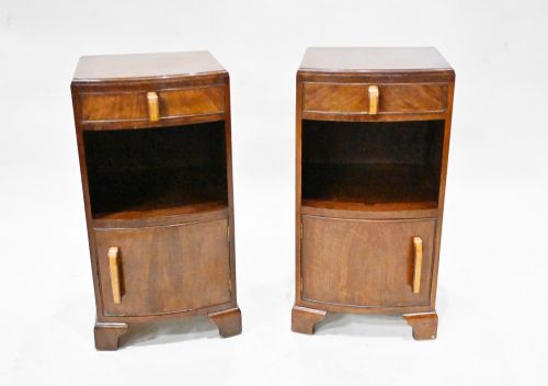 Pair Period Art Deco Bedside Cabinets Nightstands 1920s
