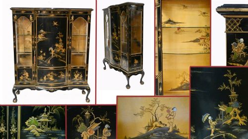 fig 1. Chinoiserie Cabinet Lacquered by Hille Circa 1900
