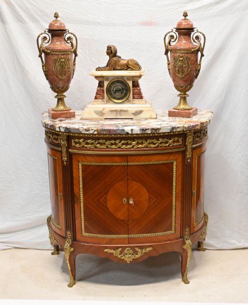 Antique French Commode Neo Classical Inlay Demi Lune
