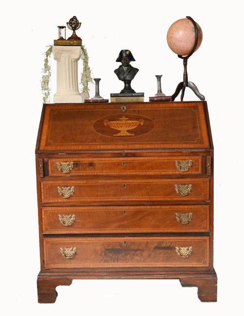 George II Bureau Mahogany Desk Edwards and Roberts Inlay

