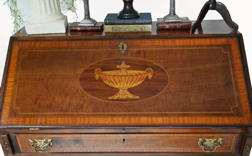 fig 1. George II Bureau Mahogany Desk Edwards and Roberts Inlay