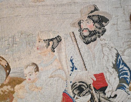 VICTORIAN TAPESTRY SCREEN NEEDLEPOINT HAND WOVEN 1840 PASTORAL - ADDITIONAL PHOTO 6