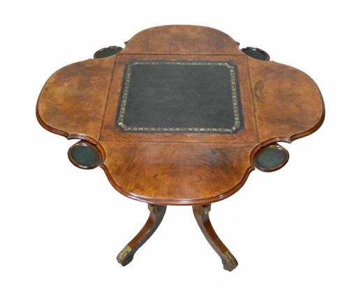 Victorian Card Table Bridge Games Walnut 1860
