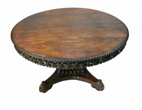 COLONIAL DINING TABLE PADAUK BURMESE ANTIQUE CENTRE TABLES 1840 - ADDITIONAL PHOTO 3