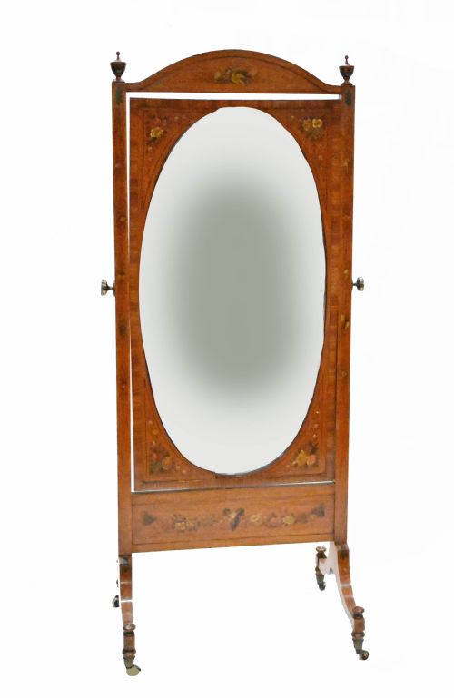 Adams Painted Cheval Mirror Satinwood Floor Mirrors 1910
