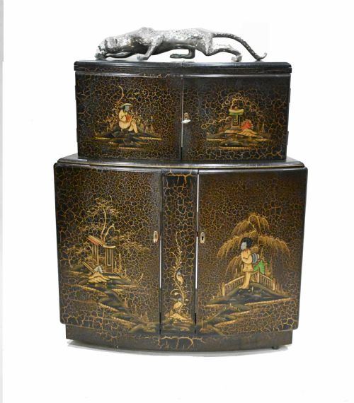 Art Deco Cocktail Cabinet Chinoiserie Craquelure Drinks Chest
