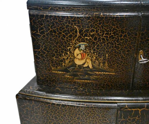 fig 1. Art Deco Cocktail Cabinet Chinoiserie Craquelure Drinks Chest