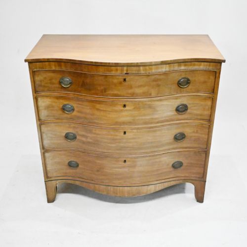 Sheraton Chest Drawers Mahogany Serpentine Commode 1810
