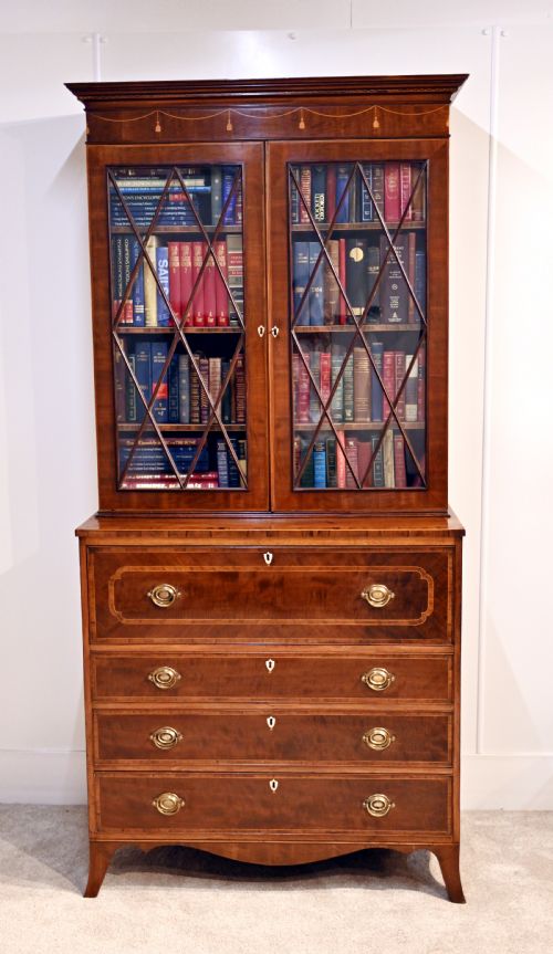 George III Secretaire Bookcase Mahogany Antique 1790 Desk
