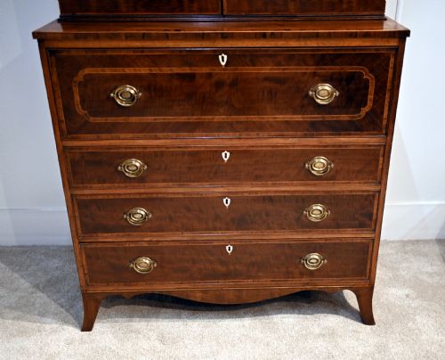 fig 1. George III Secretaire Bookcase Mahogany Antique 1790 Desk
