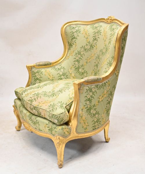 fig 1. Pair Gilt Arm Chairs French Fauteuils 1920 Tub