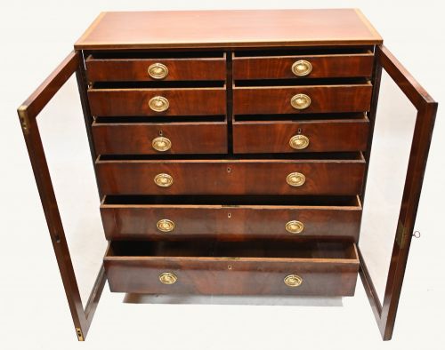 fig 1. George III Collectors Cabinet Mahogany Painted Panels 1820 Chest Drawers
