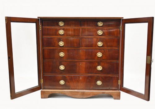 fig 2. George III Collectors Cabinet Mahogany Painted Panels 1820 Chest Drawers
