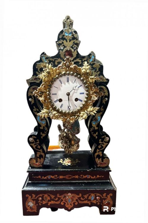 Boulle Mantle Clock French Antique 1890
