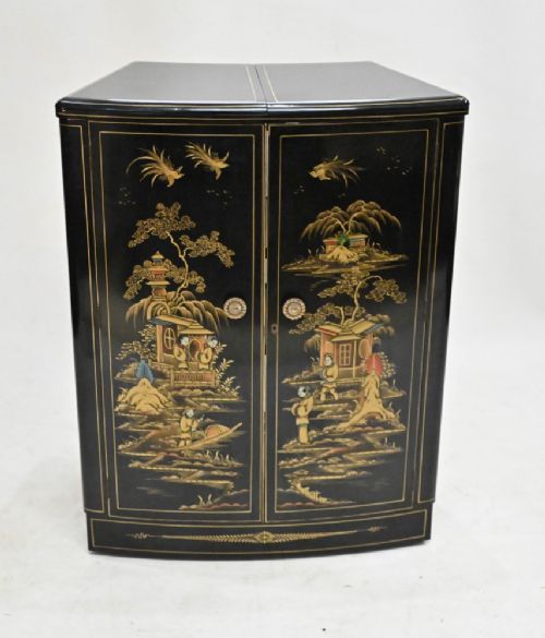 ART DECO DRINKS CABINET LACQUERED CHINOISERIE COCKTAILS