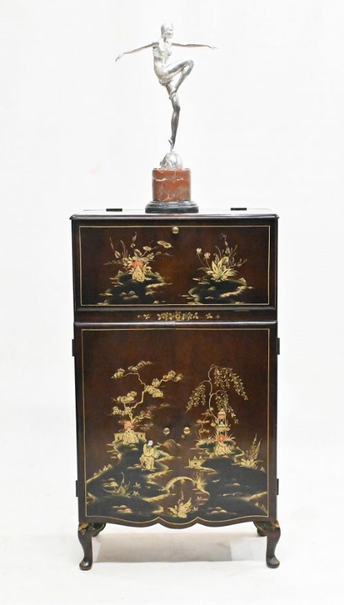 Vintage Art Deco Cocktail Cabinet Drinks Chest Chinoiserie 1920s
