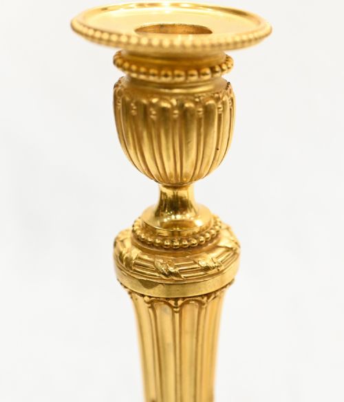 fig 2. Pair Ormolu Candlesticks Signed Henry Dasson Gilt Candelabra 1880