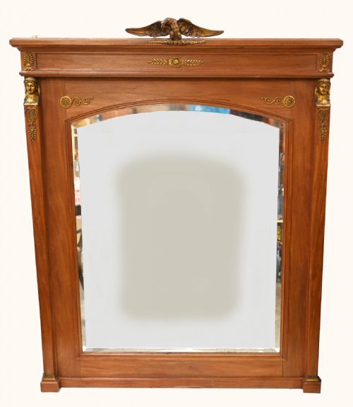 French Empire Mirror Overmantle Satinwood Gilt 1840