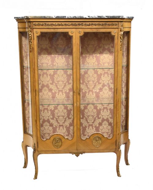 French Vitrine Napoleon III Display Cabinet Satinwood 1880
