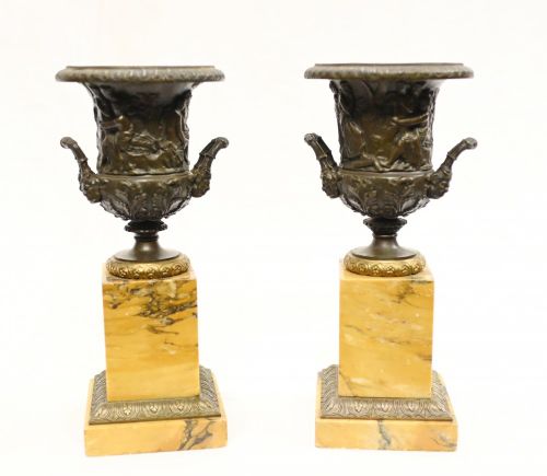 Pair Grand Tour Urns Italian Sienna Marble Campana 1820