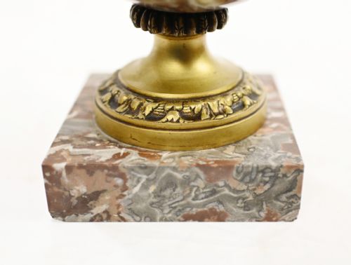 PAIR MARBLE CASSOLETTE URNS FRENCH EMPIRE DECORATIVE VASES 1890 - ADDITIONAL PHOTO 2