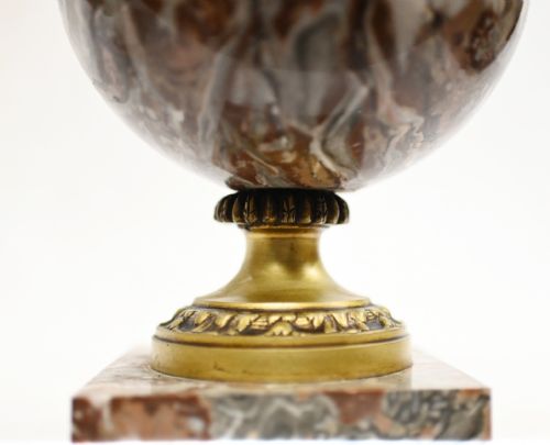 PAIR MARBLE CASSOLETTE URNS FRENCH EMPIRE DECORATIVE VASES 1890 - ADDITIONAL PHOTO 5